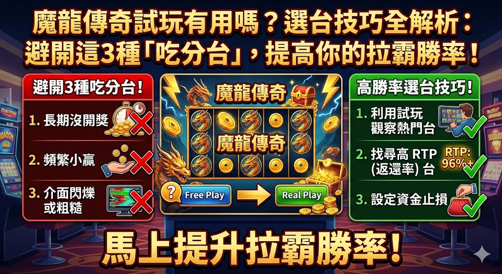 魔龍傳奇試玩有用嗎？選台技巧全解析：避開這3種「吃分台」，提高你的拉霸勝率！